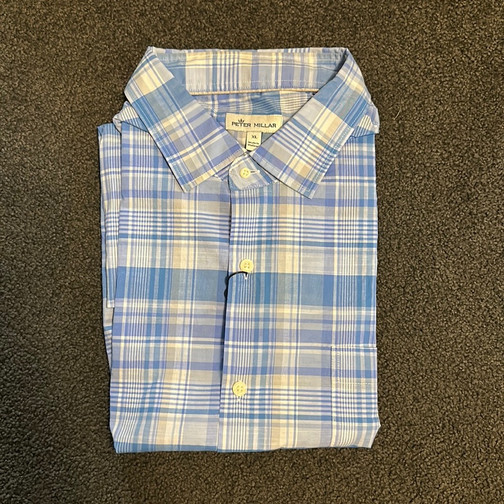 Peter Millar short sleeve button down, new with tags, size xl